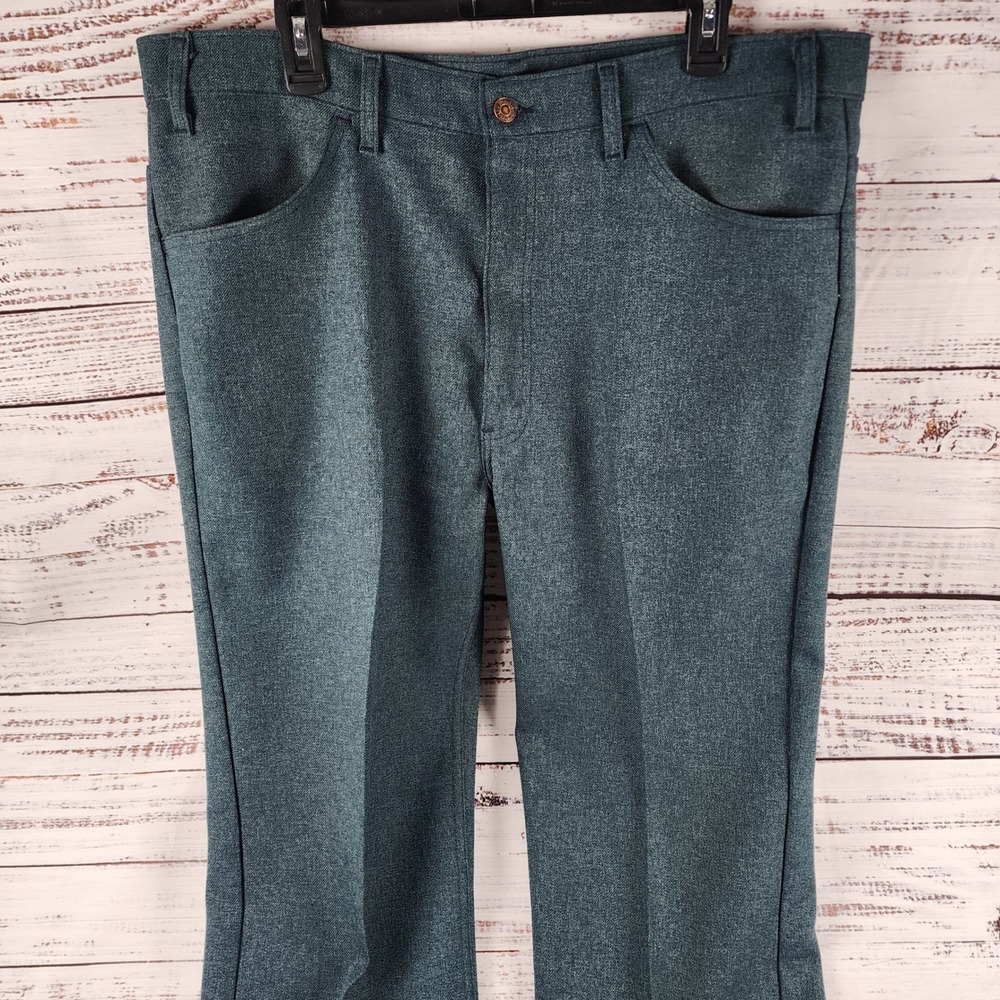 Levis 517 Sta-Prest Pants 40x34 Bootcut Vintage Teal Blue USA Made